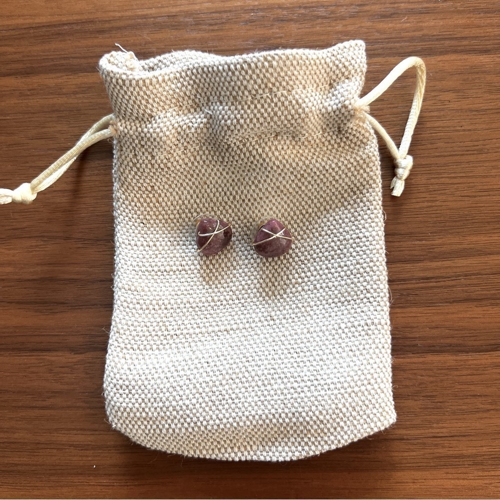 New Rhodonite stone earrings - Picture 3 of 4